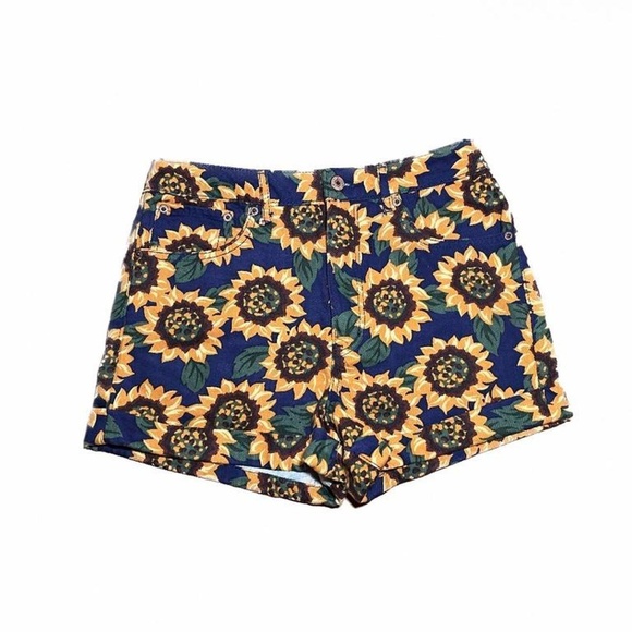 Sunflower Print Cuffed Jean Forever 21 Shorts - Picture 1 of 3